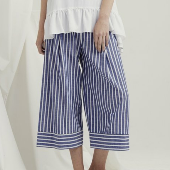 ETHICAL NWT Milk & Thistle Luna Pants Chambray Stripe Blue - Picture 1 of 1